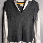 Brochu Walker  Grey Cashmere Blend Sweater With White Collared Shirt XS Photo 0