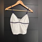 White & Navy Banded Game Day Tank Top V Neck Women’s Sz Small EUC Photo 0