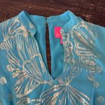Lilly Pulitzer  Joella Metallic Silk Chiffon Dress Bermuda Blue Size 8 Photo 6