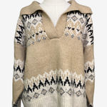 RDI  Fair Isle Collared Sweater XL Beige Nordic Knit Split Neck NWT Nordstrom Photo 0
