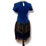 Derhy Size S Blue Wool Beaded Metallic Accents Organza Skirt Dress Artsy Fairy Photo 6