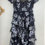 Notte Marchesa  Embroidered Glitter Tulle Asymmetrical Ruffle Tiered Dress Photo 7