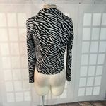 Industry Black White Collared Zebra Print Long Sleeve Knit Top Size Medium Photo 4