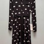 Vintage American Retro Lip Print Long Sleeve Silk Dress S Black Photo 0