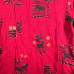 Dress Barn  Blouse Medium Red Black Zebra Print Shirt 90s Boho Safari Vintage Photo 4