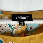 Tolani  XS Silk Blouse Top Yellow Floral Side Tie 3/4 Flare Sleeve Oversized Boxy Photo 5