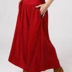 Band Of The Free New Smocked Waist Wide Leg Cropped Pants Red Chevron Size Small Photo 2