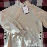 Who What Wear NWT Women's Cream Mock Turtlwneck Sweater with Button Accents Photo 0