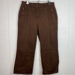 Christopher & Banks  Stretch Brown Straight Leg Pants Zipped Pockets Size 12 Photo 0