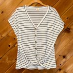 I Joah black and white striped tie front top Size M Photo 1