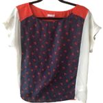 Cooperative Open Back Shirt Sz S red white blue Short Sleeve Blouse Photo 0