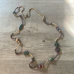 Bohemian Style Beaded Statement Necklace with Multicolor Accents, No Clasp Gold Photo 1