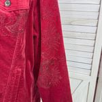 Chico's  Boho Velour Paisley Embroidered Beaded Sequin Trucker Jacket Red‎ 3 XL 16 Photo 6