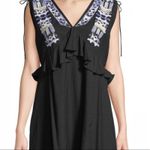 Catherine Malandrino Black Cotton Ruffle Boho Embroidered Shift Dress Large NWT Photo 2