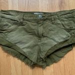 Free People NWT Army Green Denim Jean Distressed Hot Pants/ Shorts Size 26 Photo 1