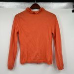 Garnet Hill 100% Cashmere orange Ruffle button Cardigan Sweater XS Extra Small Photo 2