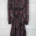 Charles Henry Midi Dress Women Small Black Pink Peasant Prairie Cottage Boho Photo 0