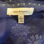 Max Studio Blue Floral Ruffled Trim Cinched Bottom Sleeveless Crop Top Sz L Photo 7