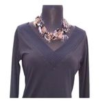 Cache Black Matte Jersey Double Plunging V Neck Top New Banded Bottom $98 NWT Photo 1