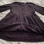 Madewell  plaid flannel pink black raglan button front shirt dress w/pockets 0 Photo 10
