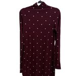PIPHANY Womens XS NWT Burgundy Polka Dot Long Sleeve Turtleneck Dress Red Photo 4