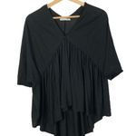 ZARA Black V-Neck Ruffle Hem Babydoll Short Sleeve Top M Photo 0