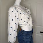 Farm Rio  White and Blue Floral Women's Top Photo 3