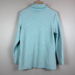 Talbots T By Sweater Women L Aqua Blue Bubble Jacquard Quilted Mockneck Pullover Photo 4