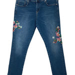 Anthropologie Pilcro Embroidered Distressed Jeans Women's 31 cottage feminine country boho Photo 0