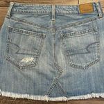 American Eagle Denim Skirt Raw Hem Button Fly Size 4 Photo 3