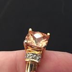 Champagne square CZ 4 prong setting ring Gold Photo 3