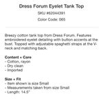 Dress Forum  Eyelet Tank Top Photo 4