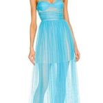 Lee Sau  Carrie Tulle Dress Blue Size 2 Sleeveless Midi Party/Cocktail Formal Photo 1