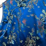 Women’s Chinese Asian traditional bright blue jacquard sleeveless dress Size L Photo 7