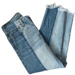 American Eagle  Vintage Hi-Rise Two Tone Raw‎ Hem Button Fly Ankle Jeans Size 6 Photo 6