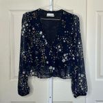 Urban Outfitters  Floral daisy V Neck Peplum Blouse Small Photo 2
