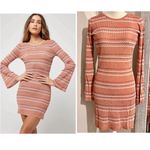 l*space L* Waloma Shimmer Chevron Cover-Up Tunic Mini Dress Rust Orange Boho Large Photo 1