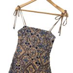 Free People Dress Womens 2 Blue Tan Sequin Mini Boho Festival Party Mesh HOCO Photo 6