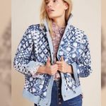 BLANK NYC Anthropologie Blue Reversible Denim Trimmed Patchwork Jacket Boxy S Photo 0