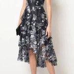 Notte Marchesa  Embroidered Glitter Tulle Asymmetrical Ruffle Tiered Dress Photo 0