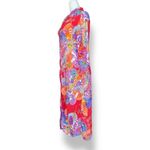 Vintage 90s Le Mieux Shirt Dress Psychedelic Red Floral Print Long Sleeve 10 Photo 4