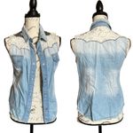 Miss Me Embellished Sleeveless Western Snap Shirt Photo 3