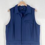 ASOS Stretch Blue Sleeveless Collared Tapered Leg Utility Jumpsuit Size 14 Photo 2