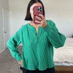 Old Navy Green  waffle Henley  Photo 0