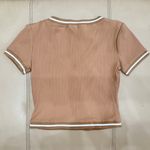 SheIn V-Neck Rib-Knit Beige Tee Photo 7