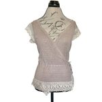 Banana Republic Knit Top XS Crochet Eyelet Linen Blend Lace Embroidered Wrap Photo 1