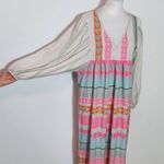 Pink and Gray Puff Sleeve Boho Print Oversized Midi Dress NWOT Size Medium Photo 5