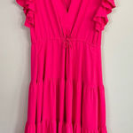 Amanda Uprichard  Drawstring Waist Tiered Maxi Dress Flutter‎ Short Sleeves Large Photo 0