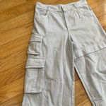 ZARA  high waisted beige baggy cargo pants jeans cotton wide legs Sz M Photo 3