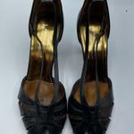 Donald J Pliner Black Leather Croc Embossed Womens Heels 7.5 Dressy Shoes Formal Photo 3